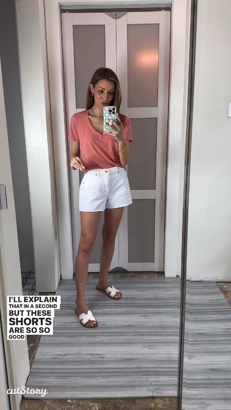 This is one of my go-to looks for everyday for spring and summer. This top has been a fave for two years now. Have it in lots of colors. This one is out but they still have others. And these white denim shorts are so good! Only bummer is they’re a little big on me but tts (I explain in the video). Low the high rise and frayed hem.  

#LTKfindsunder50 #LTKSeasonal #LTKVideo