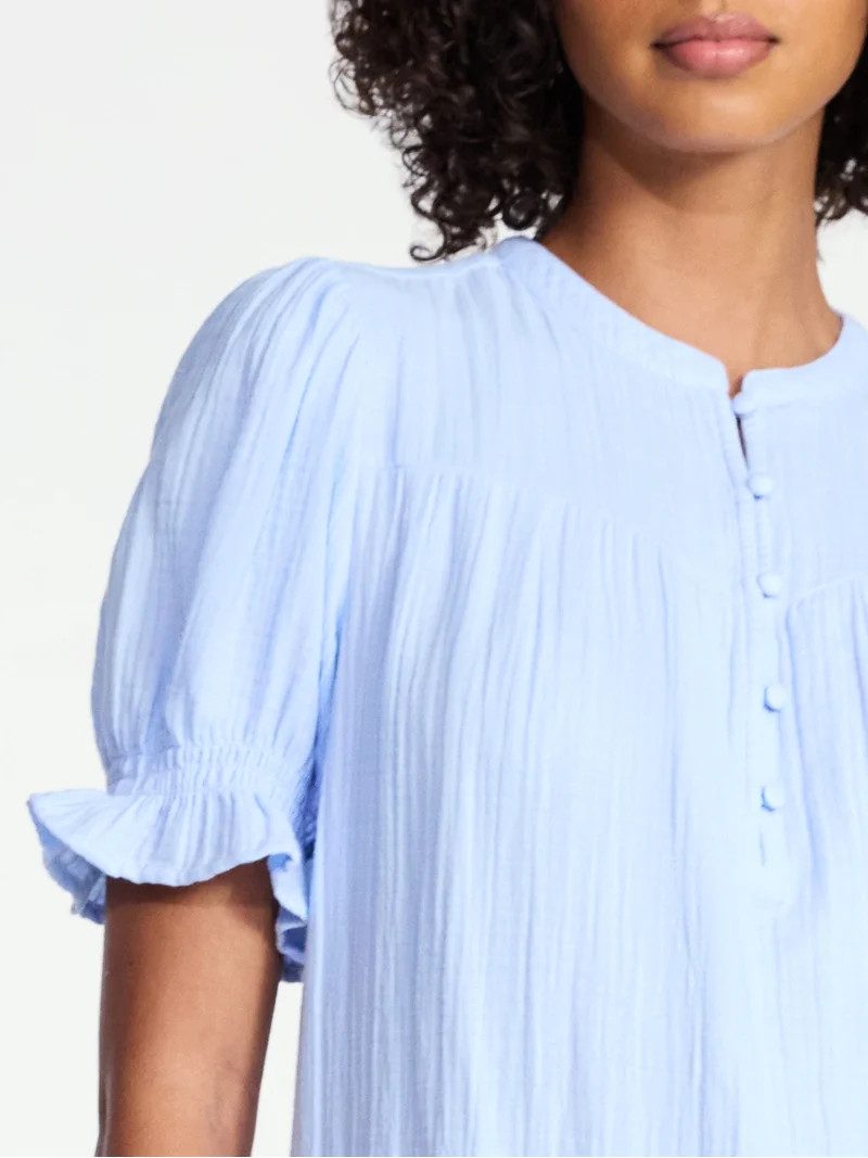 Time and Tru Women's Cotton Double Cloth Mini Dress with Drop Waist, Sizes XS-XXXL | Walmart (US)