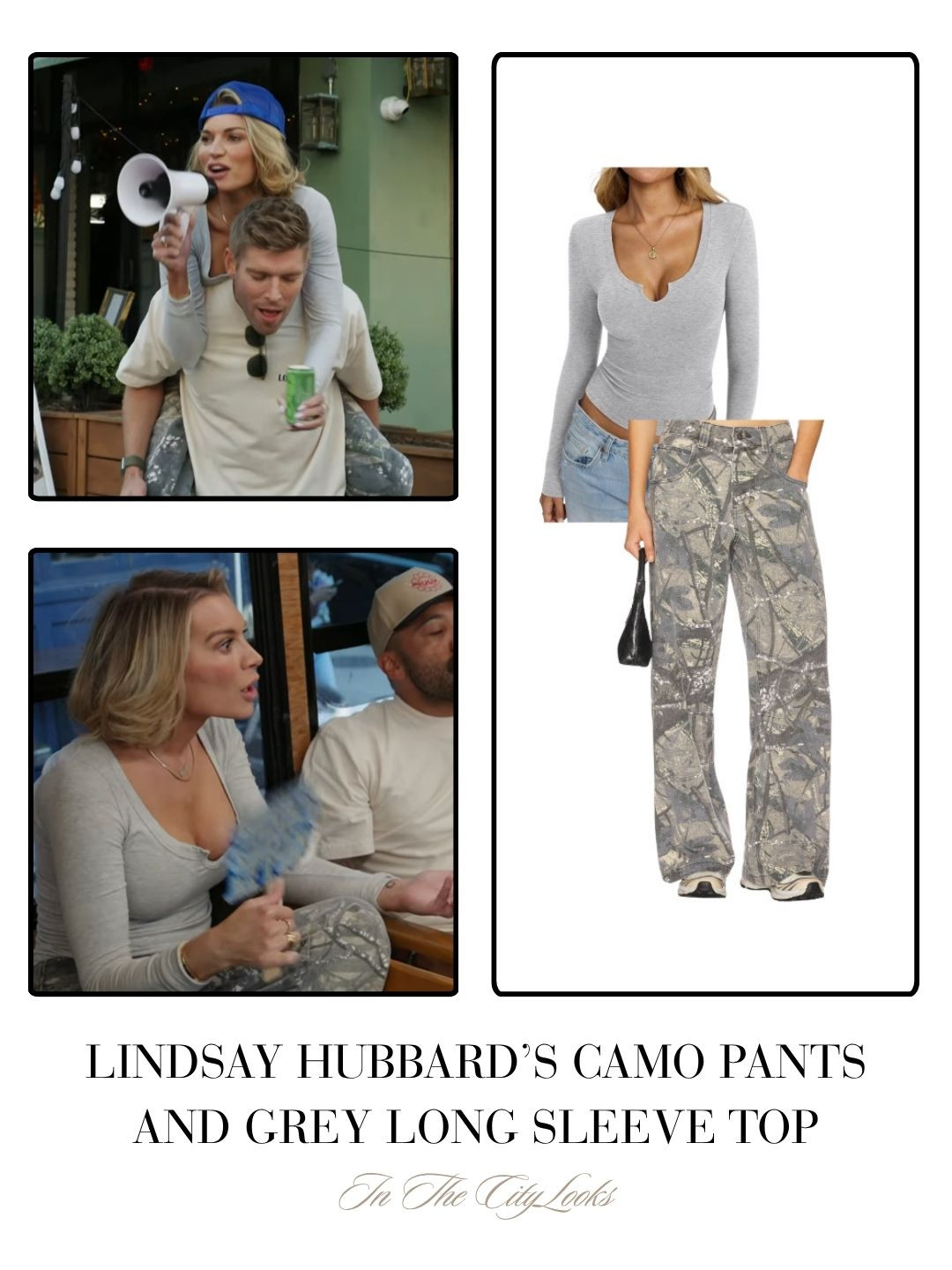 Lindsay Hubbard's Grey Long Sleeve Tee and Camo Pants 

 