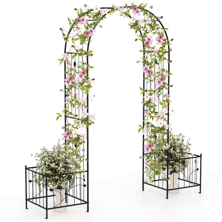 2 in 1 Garden Arbor with 2 Side Planters and 8 Ground Stakes | Costway US Affiliate