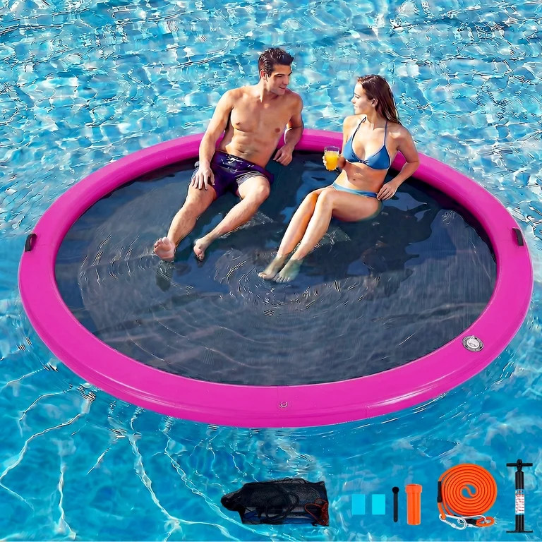 Danrelax 10FT Sunchill Round Inflatable Float Ring for Adults, Heavy Duty Hammock Pool Lounger wi... | Walmart (US)