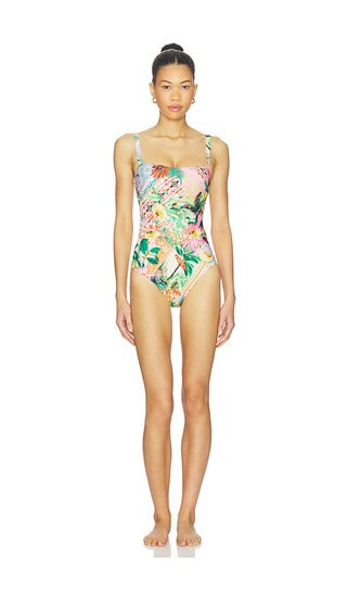 Luli Fama Square Neck One Piece in Pink,Green. - size S | Revolve Clothing (Global)