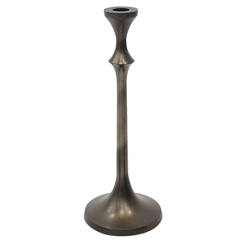 11.75IN Antique Gold Candleholder LRG | At Home