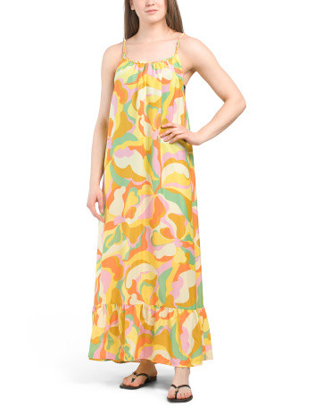 Printed Silky Crepe Maxi Cover-up Dress | TJ Maxx