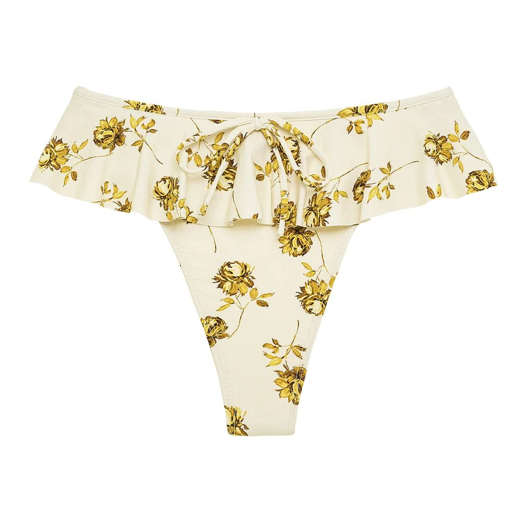 Gold Filigree Tamarindo Ruffle Bikini Bottom | Montce