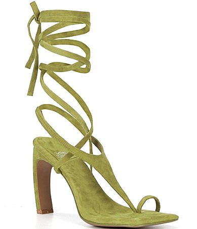 Jeffrey Campbell Bon-Bon Suede Ankle Tie Toe Loop Dress Sandals - 7.5 | Dillard's