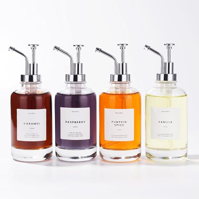 MoliMoli Coffee Syrup Dispenser for Coffee Bar, Coffee Pump Dispenser, Glass Syrup Bottle w. Pump... | Amazon (US)