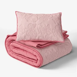 Mainstays Kids Reversible Butterfly Stitch Quilt Set, Twin, 2 Pieces | Walmart (US)
