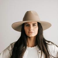 Emma Wide Brim Fedora - Tan | Gigi Pip