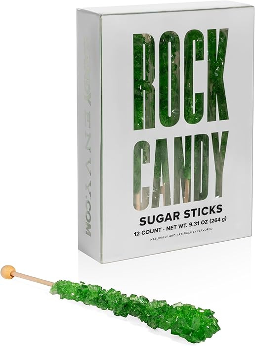 Green Rock Candy Sugar Sticks - Green Apple Flavored - 12 Individually Wrapped Candy Party Favors | Amazon (US)