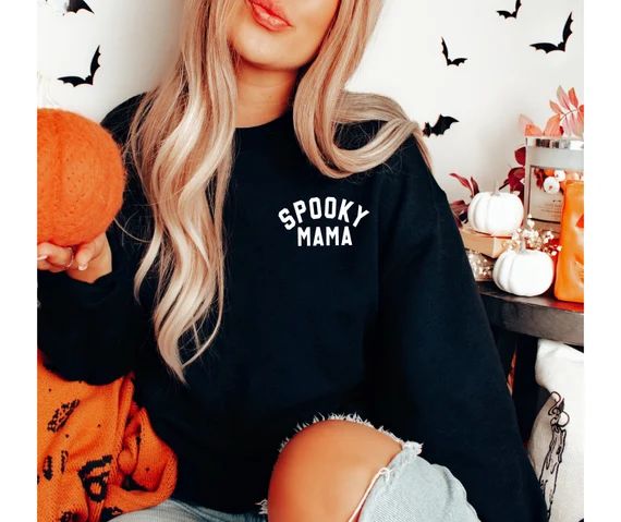 Spooky Mama Crewneck Sweatshirt, Halloween Sweater for Women | Etsy (US)