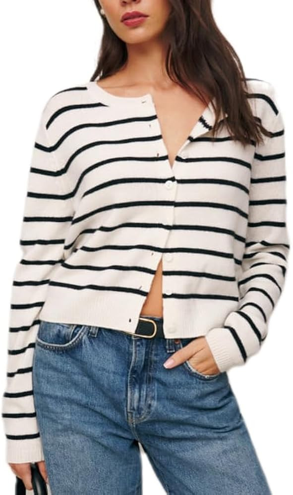 Women Long Sleeve Knit Cardigan Drop Shoulder Open Front Button Down Sweater Lightweight Knit Shr... | Amazon (US)