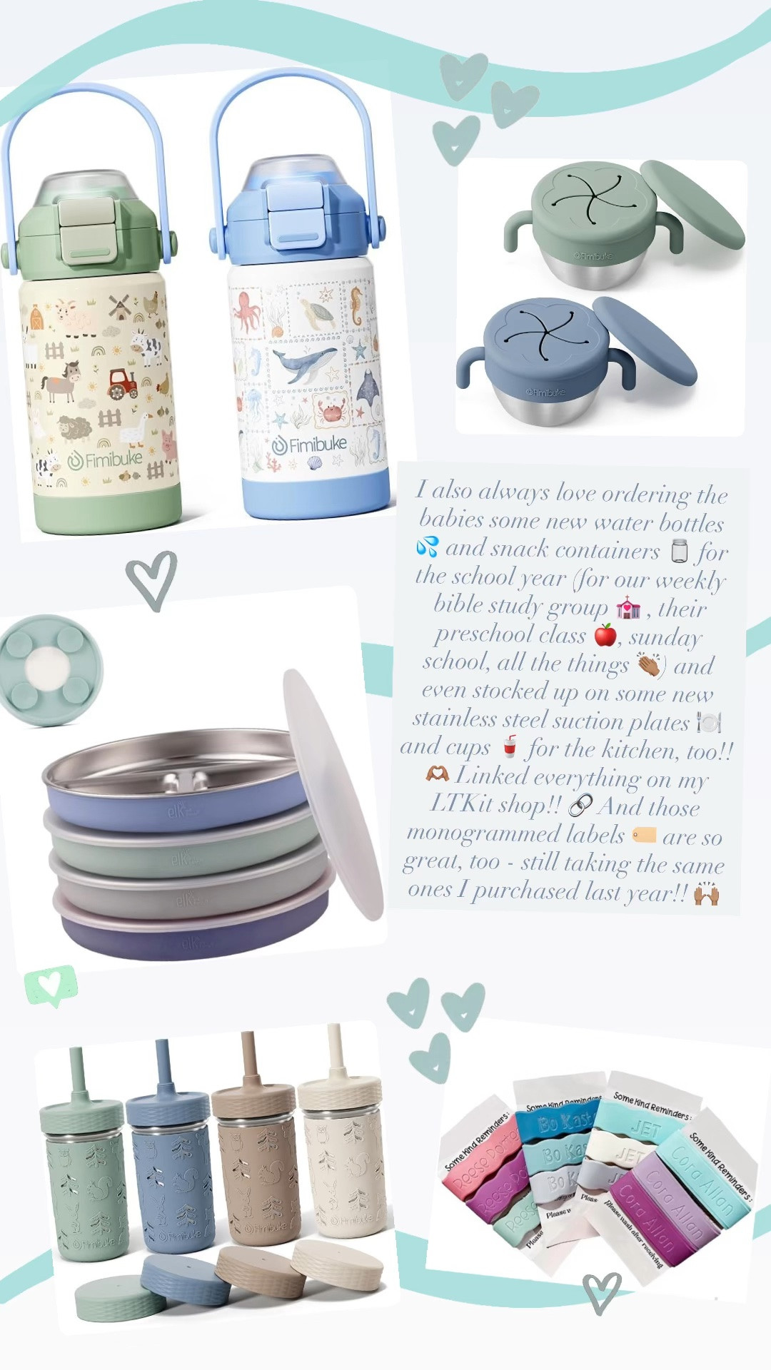 I also always love ordering the babies some new water bottles 💦 and snack containers 🫙 for the school year (for our weekly bible study group 💒 , their preschool class 🍎, sunday school, all the things 👏🏽) and even stocked up on some new stainless steel suction plates 🍽️ and cups 🥤 for the kitchen, too!! 🫶🏽 Linked everything on my LTKit shop!! 🔗 And those monogrammed labels 🏷️ are so great, too - still taking the same ones I purchased last year!! 🙌🏽