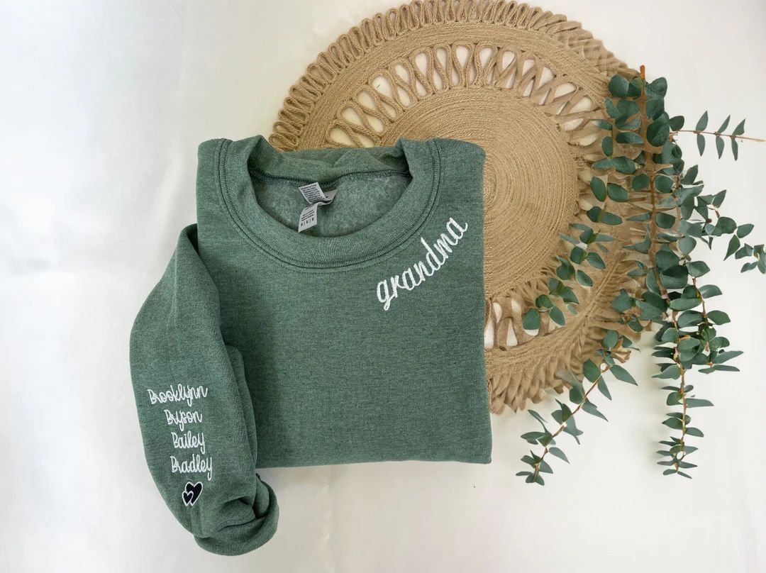Custom Embroidered Grandma Sweatshirt With Grandkids Name on - Etsy | Etsy (US)