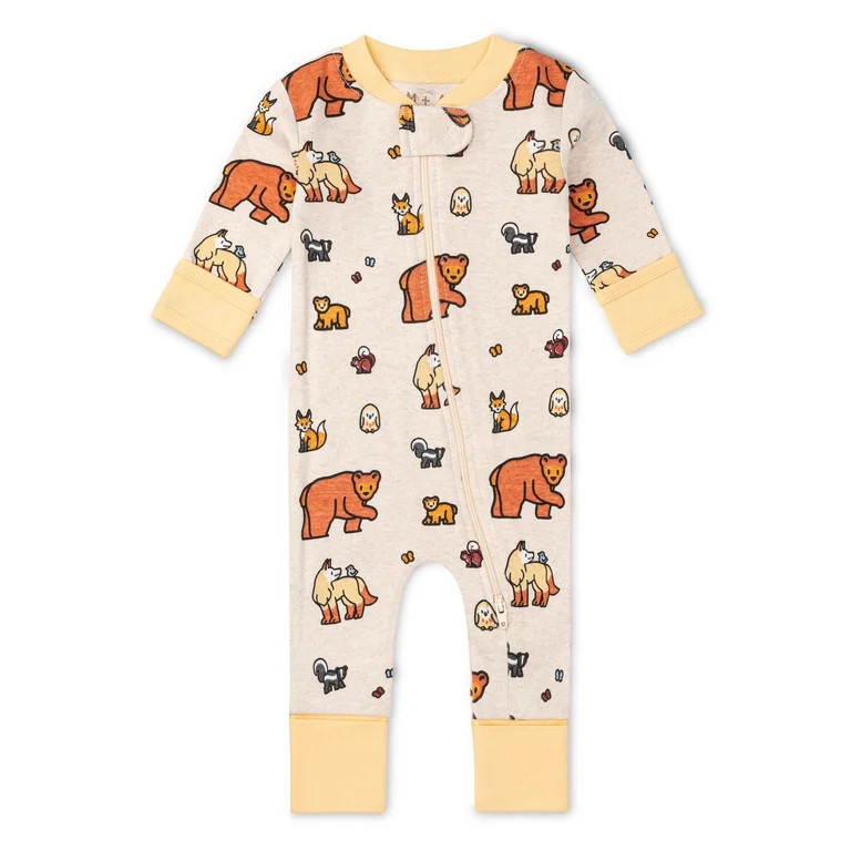 M+A by Monica + Andy Organic Cotton Gender Neutral Long Sleeve Baby One-Piece Pajama, Sizes Newbo... | Walmart (US)