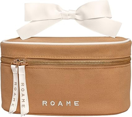 Roame Everyday Vanity Bag – Elegant Canvas Cosmetic Travel Bag with Zipper, Spacious Toiletry O... | Amazon (US)