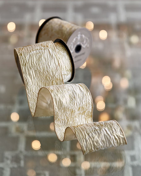 D. Stevens Ivory and Gold Jacquard Ribbon | Neiman Marcus