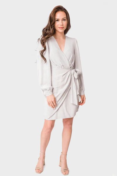 Blouson Sleeve Wrap Linen Dress | Gibson