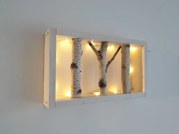 35cm 13.77 Inch Small White Birch Wall Art W LED String | Etsy | Etsy (US)