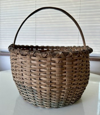 Primitive Early American Ohio Farm Life Woven Hickory Splint Harvest Basket | eBay US