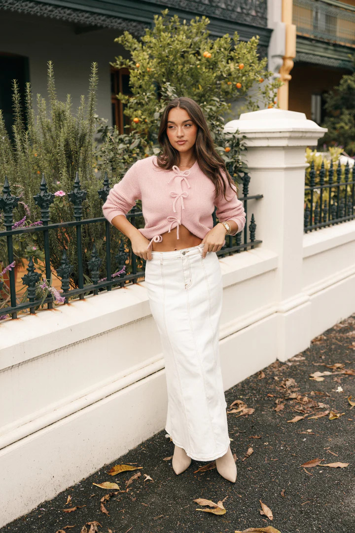 Wilde Bow Front Cardigan - Blush | Petal & Pup (US)