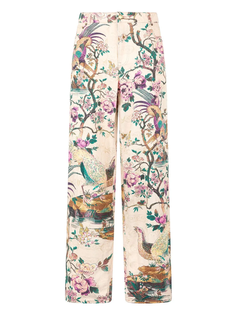 floral-bird print jeans | Farfetch Global