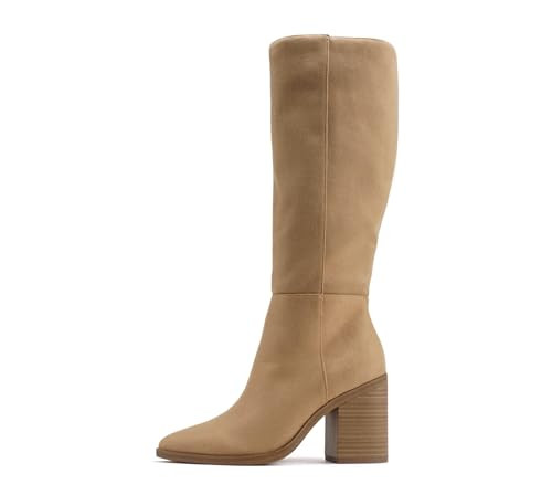 Soda “VAPOR” ~ Women Pointed Toe Medium Heel Knee-High Boot with Side Zipper (Light Blond Imit Suede, US Footwear Size System, Adult, Women, Numeric, Medium, 6.5) | Amazon (US)
