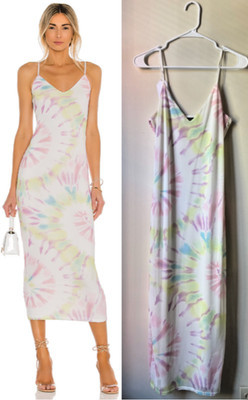 AFRM Amina Mesh Midi Dress L White Spiral Tie Dye Bodycon EUC Vacation | eBay | eBay US