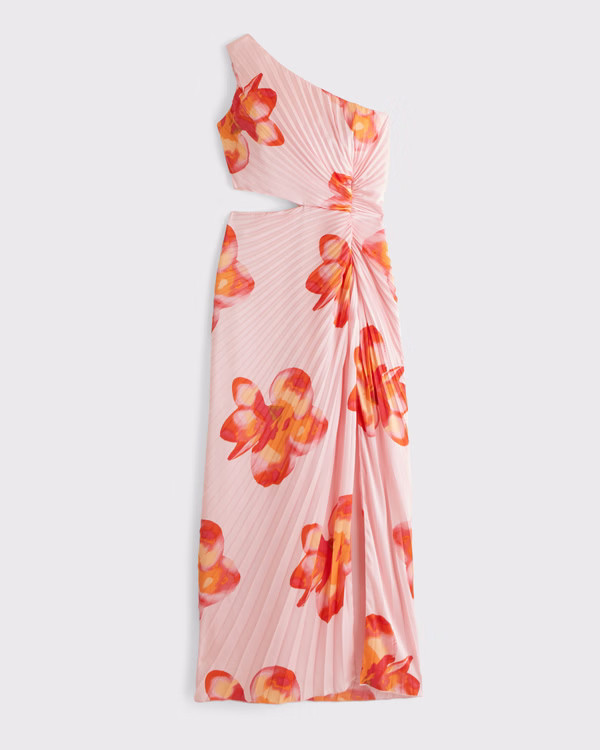 The A&F Giselle Pleated One-Shoulder Cutout Maxi Dress | Abercrombie & Fitch (US)