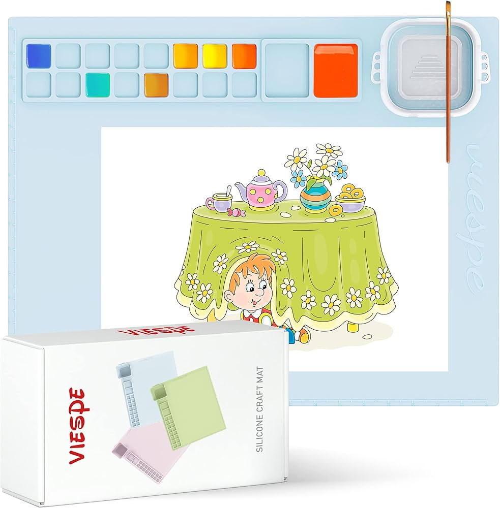 Silicone Painting Mat, Silicone Craft Mat with Cup 20"X17" Silicone Art Mat with 16 Color Divider... | Amazon (US)