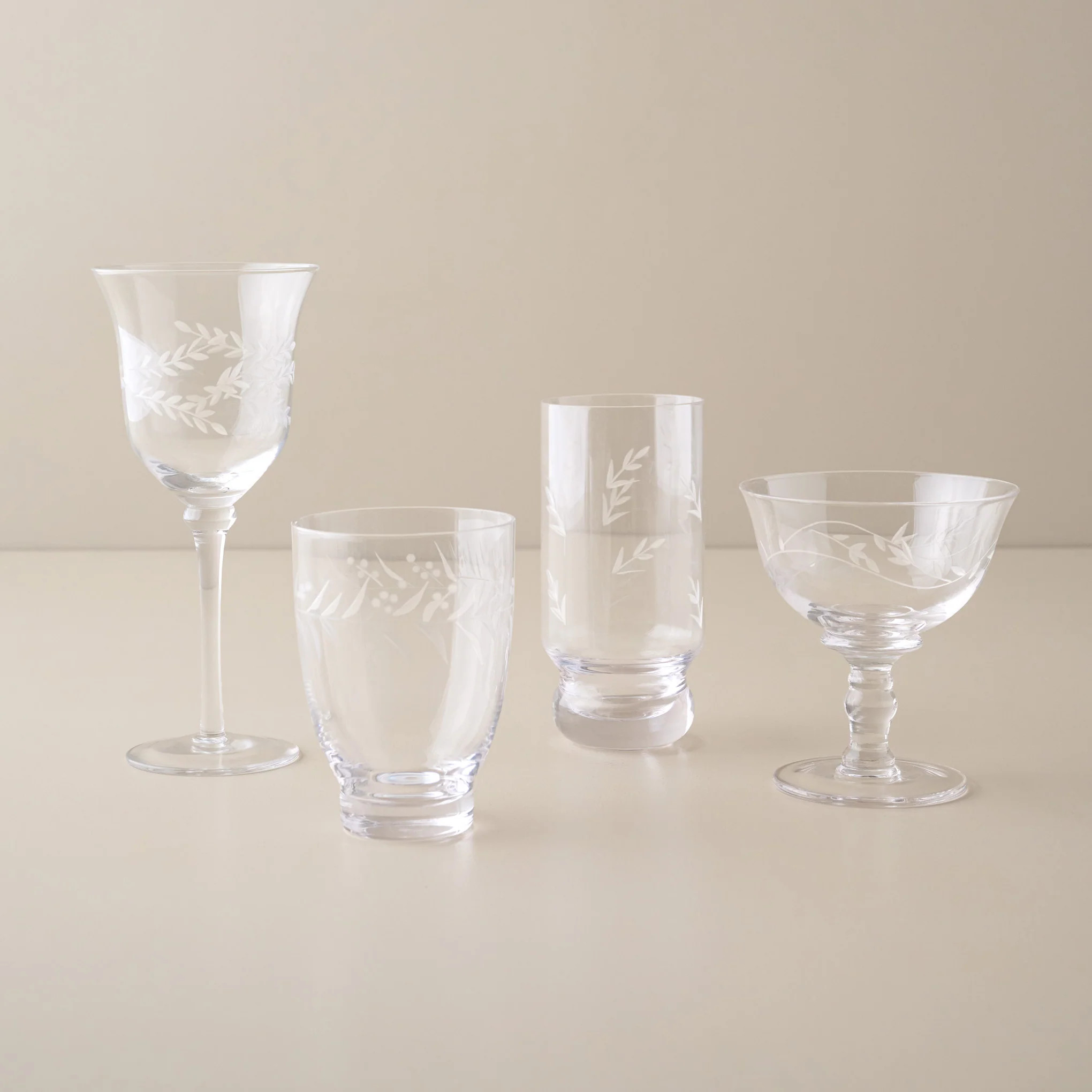 Vintage-Inspired Etched Glass Drinkware Bundle | Magnolia
