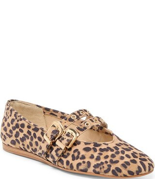 Dolce Vita Baylee Leopard Print Suede Mary Jane Double Buckle Hardware Ballet Flats | Dillard's | Dillard's