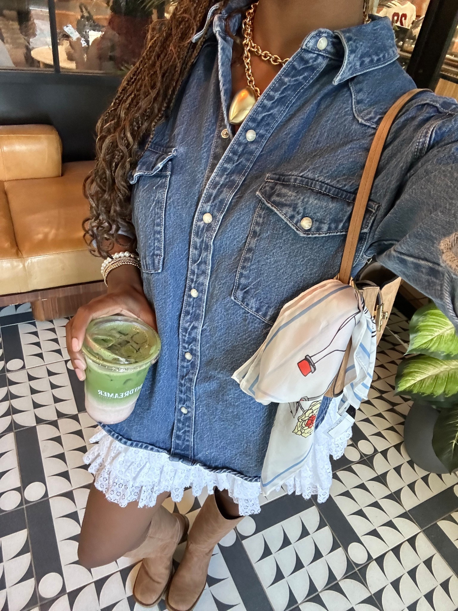Cutest denim shirt from Abercrombie paired with a lace tired skirt from American Eagle. Wearing my favorite brown boots of course 

#LTKShoeCrush #LTKItBag #LTKStyleTip