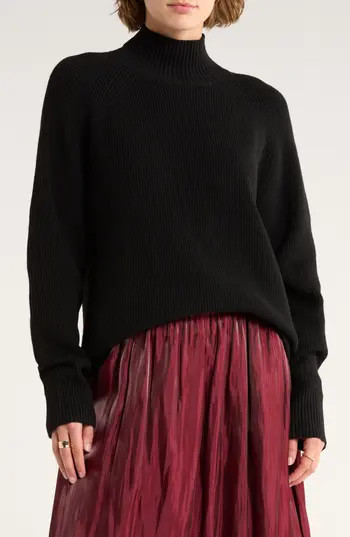 NORDSTROM RACK Raglan Sleeve Mock Neck Sweater in Black at Nordstrom Rack, Size Medium | Nordstrom Rack