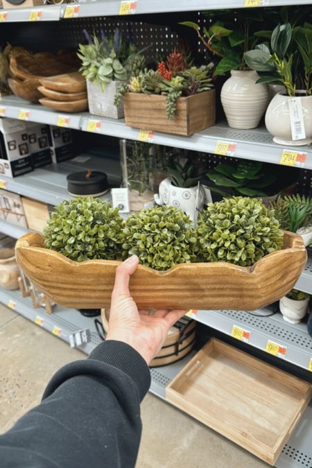 Cute wooden bowl from Walmart $15 & very very affordable boxwood plants for $4 each 👌🏼

#LTKhome #LTKfindsunder50 #LTKSeasonal