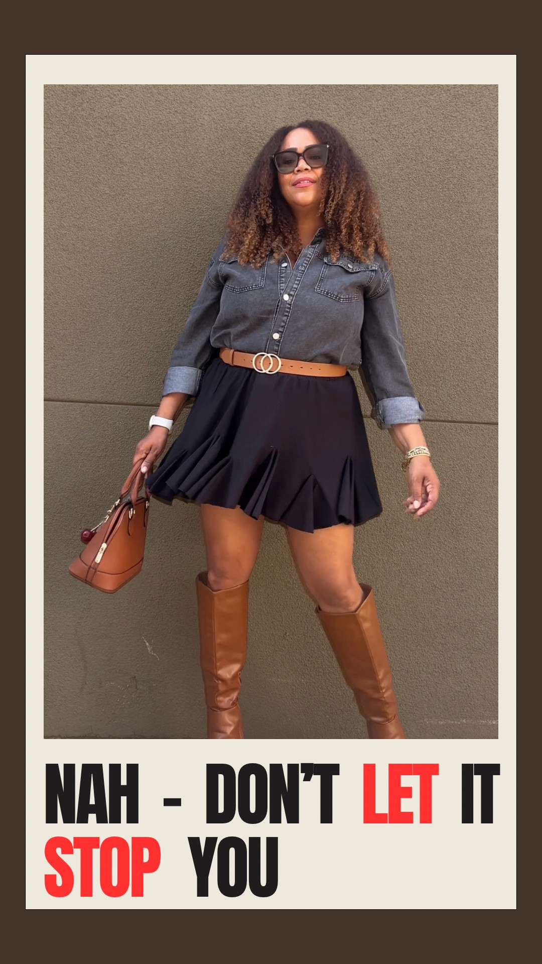 Being 49 doesn’t stop you from
wearing the short skirt 🤌🏾✨ 

Wearing an xl in the skirt, large in the shirt, and boots are true to size. 

#LTKMidsize #LTKOver40 #LTKFindsUnder50