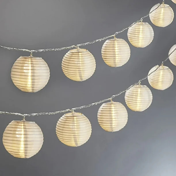 Mini Lantern String Lights - 20 White Nylon Hanging Lanterns with Warm White Bulbs Included, 13 F... | Walmart (US)