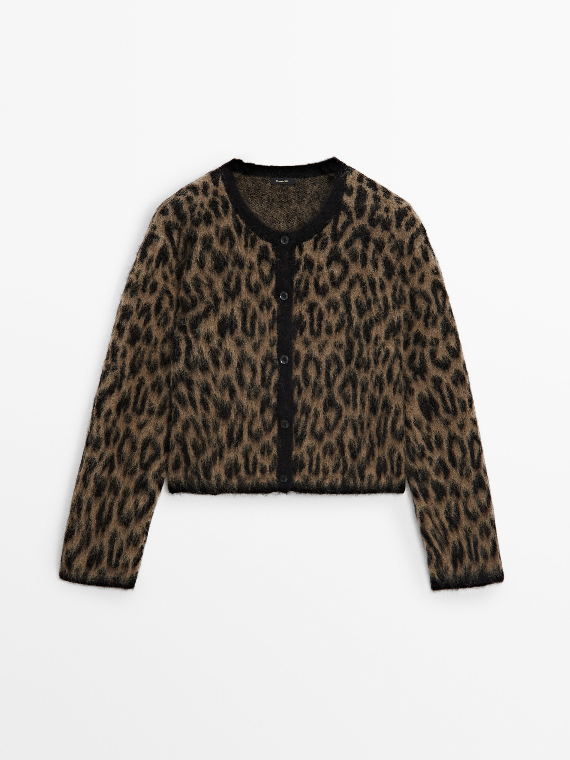 Wool blend animal print cardigan | Massimo Dutti US