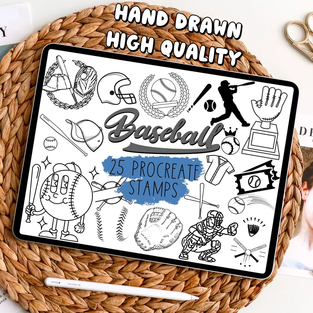 Procreate Stamps, Baseball Procreate Brushes, Procreate Tattoo Brush Stamps, Sports Procreate Sta... | Etsy (US)