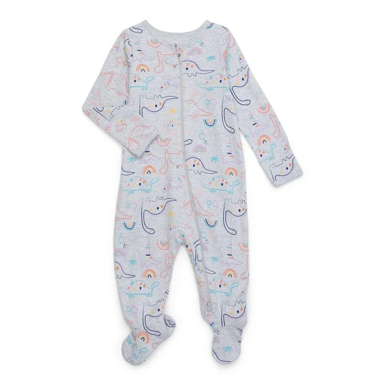 Wonder Nation Baby Boys or Girls Zip Front Footed Pajamas, Sizes Preemie-6/9 Months | Walmart (US)