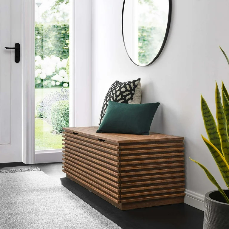 Modway Render Storage Bench in Walnut | Walmart (US)