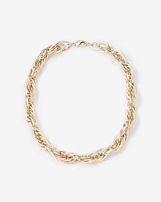 Chunky Twisted Metal Chain Necklace Women's Shiny Gold | Express