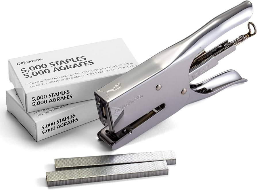 Officemate Classic Plier Stapler Bundle with 10,000 Staples, Metal, Silver (97768) | Amazon (US)