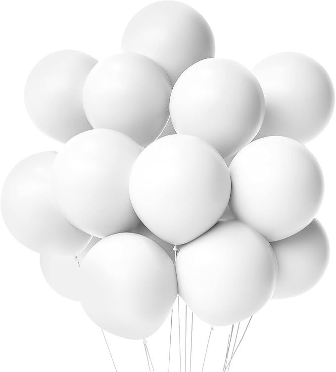 Janinus Pastel White Balloons Party Balloons 50 PCS 12Inches White Color Party Balloons Pastel La... | Amazon (US)