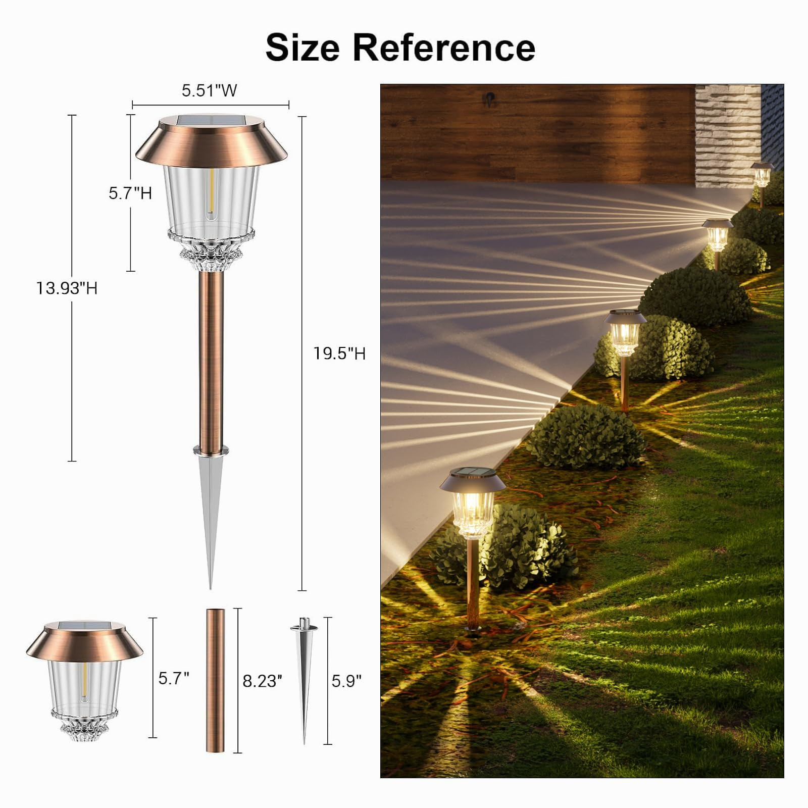 XMCOSY+ Solar Pathway Lights Outdoor - 6 Pack Solar Garden Lights, 10-40 LM Dimmable Solar Lights... | Amazon (US)