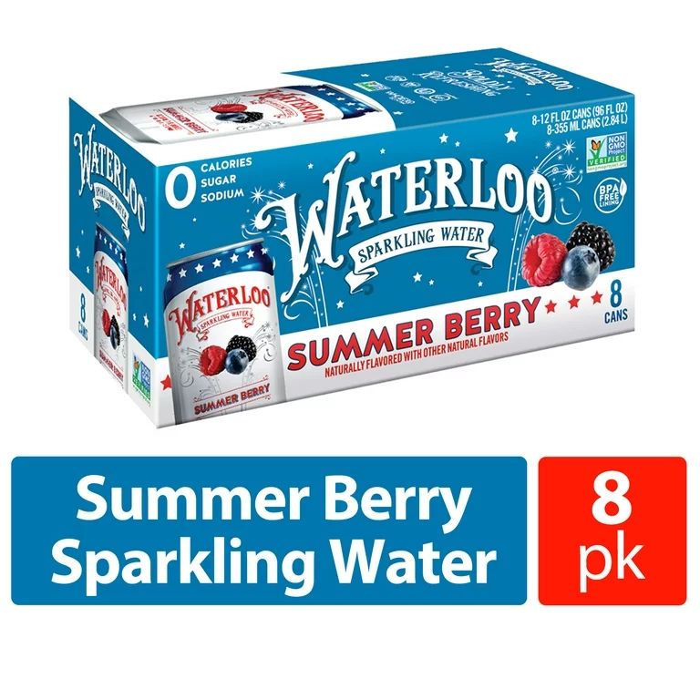 Waterloo Sparkling Water, Summer Berry, 12 fl oz, 8 Pack Cans | Walmart (US)