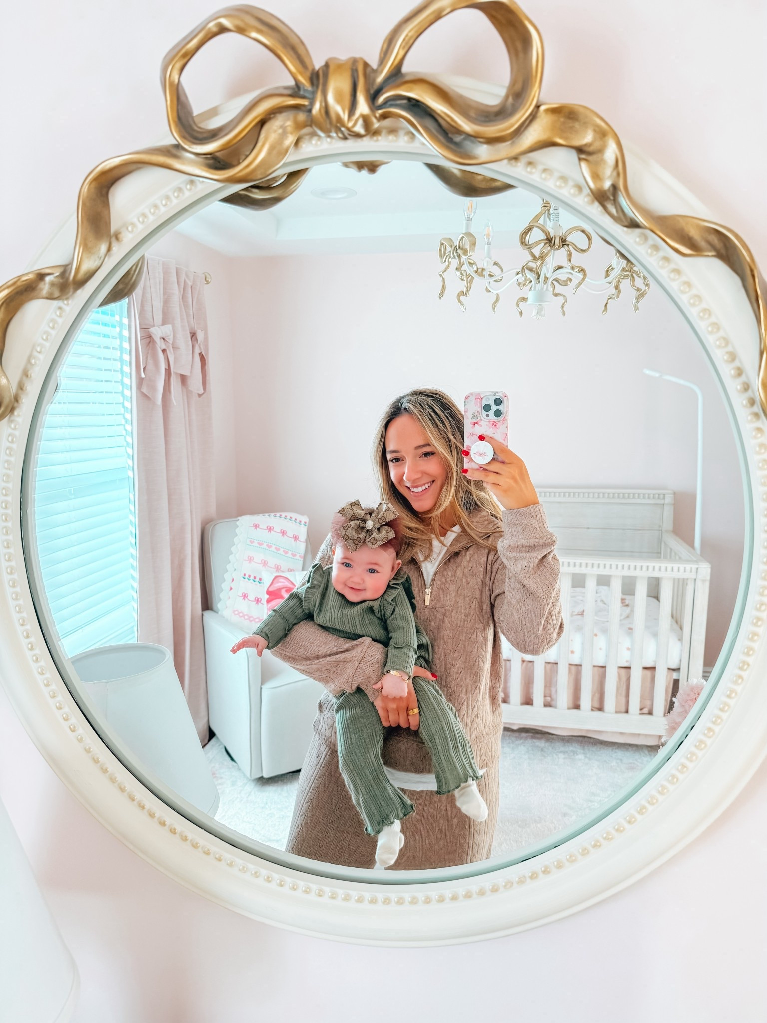 Thankful to be celebrating this little girls first Thanksgiving! 🥰🦃🧡 Bow mirror / bow chandelier / girl nursery / pottery barn kids 

#LTKSaleAlert #LTKmomlife #LTKBaby