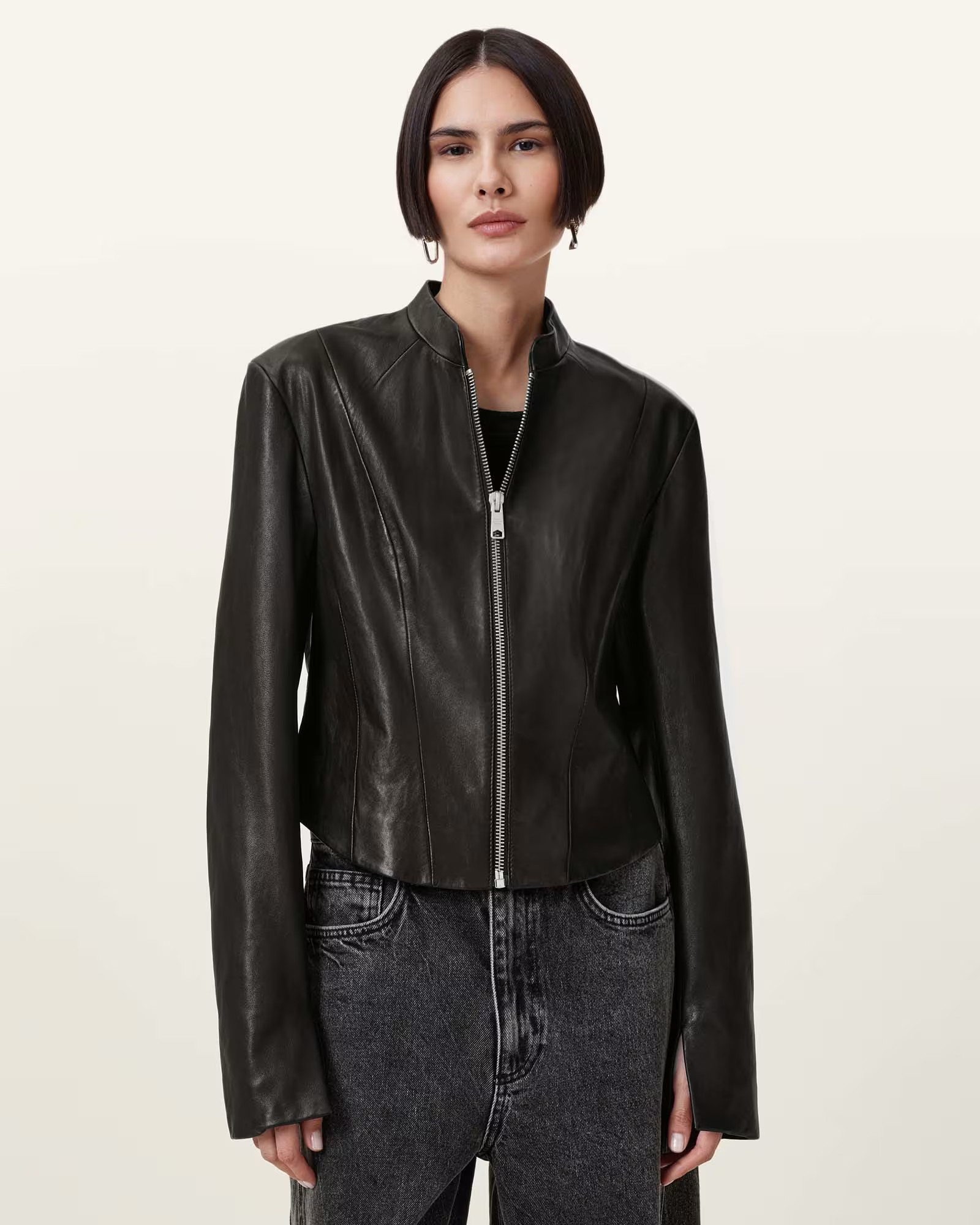 AllSaints Sadler Slim Fit Leather Jacket | AllSaints US