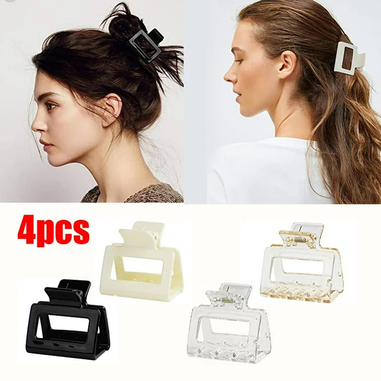 4 Small Claw Clips, 2 Inch Square Hair Clips, Rectangular Hair Jaw Clips, Non-slip Clips for Fine... | Walmart (US)