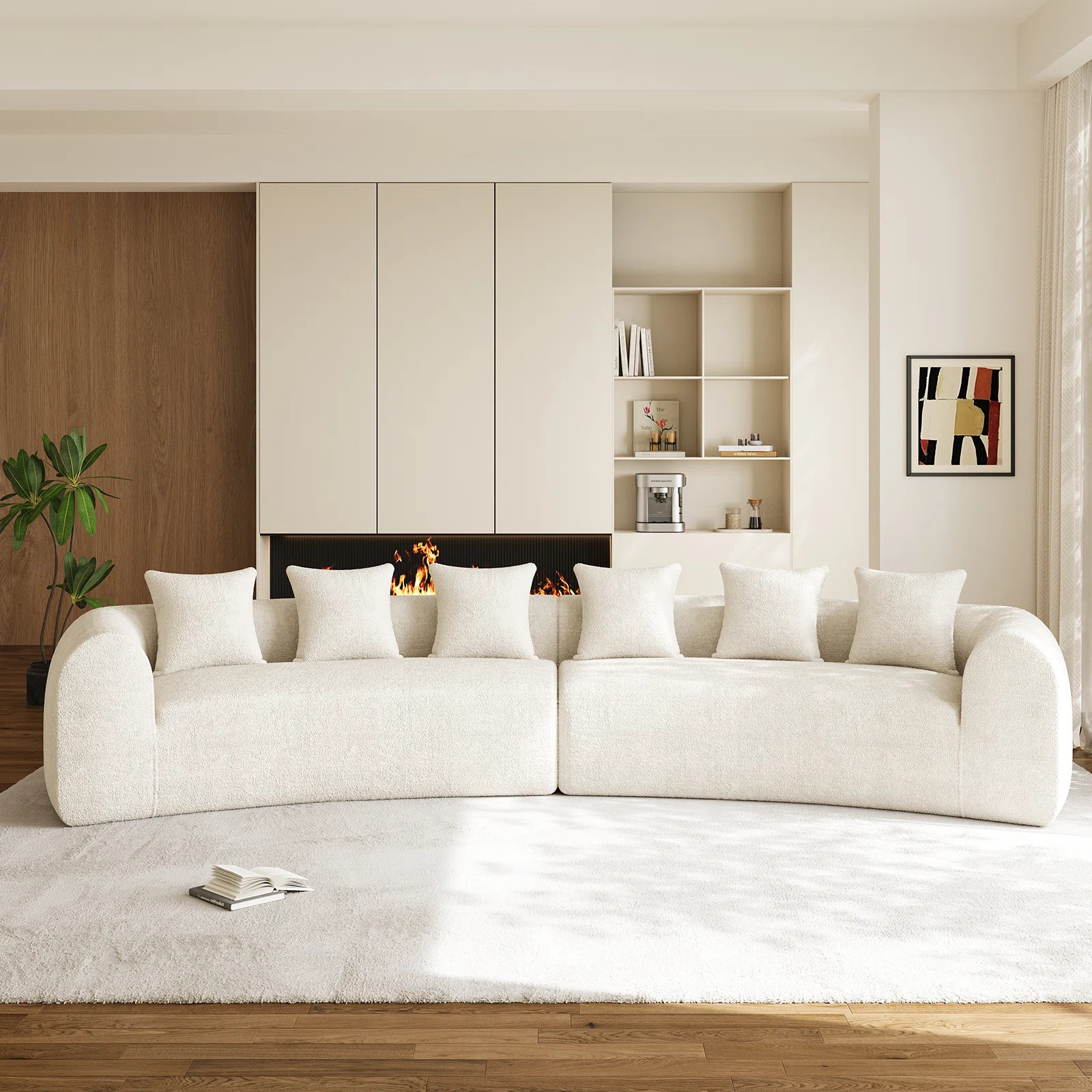 157" Modern Sectional Sofa With Curved Aesthetic | Wayfair North America